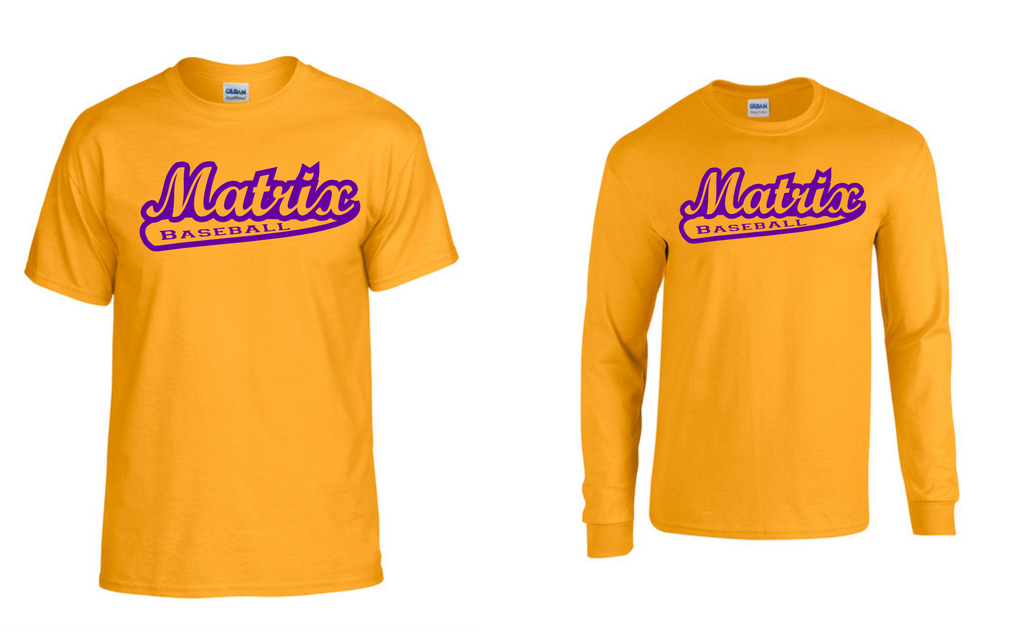 MATRIX BASEBALL FANWEAR 2025 GOLD COTTON LOGO 1